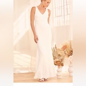 Into Your Heart White Button Back Mermaid Maxi Dress